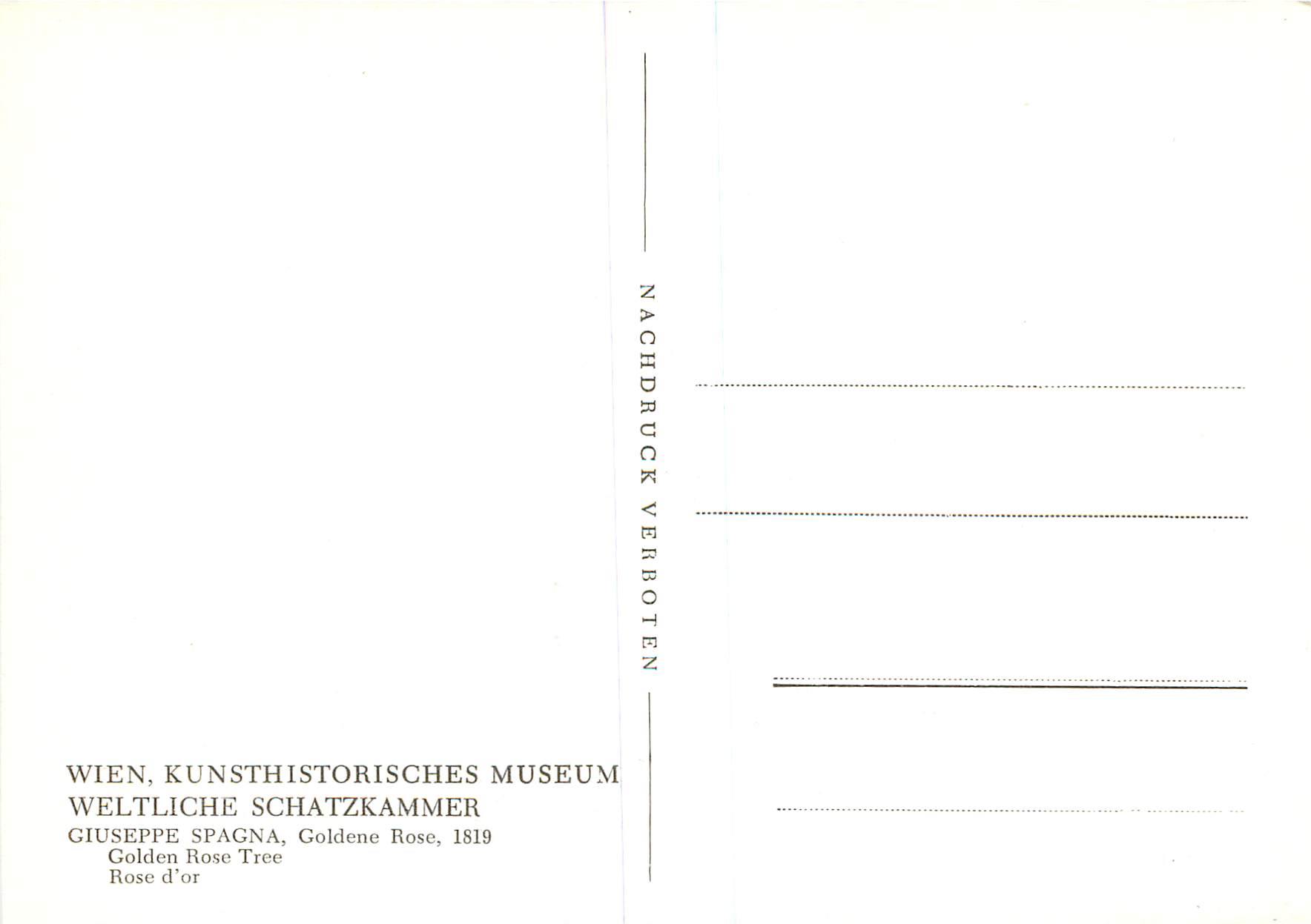 CPM Wien Kunsthistorisches Museum Goldene Rose 1819 — Rückseite