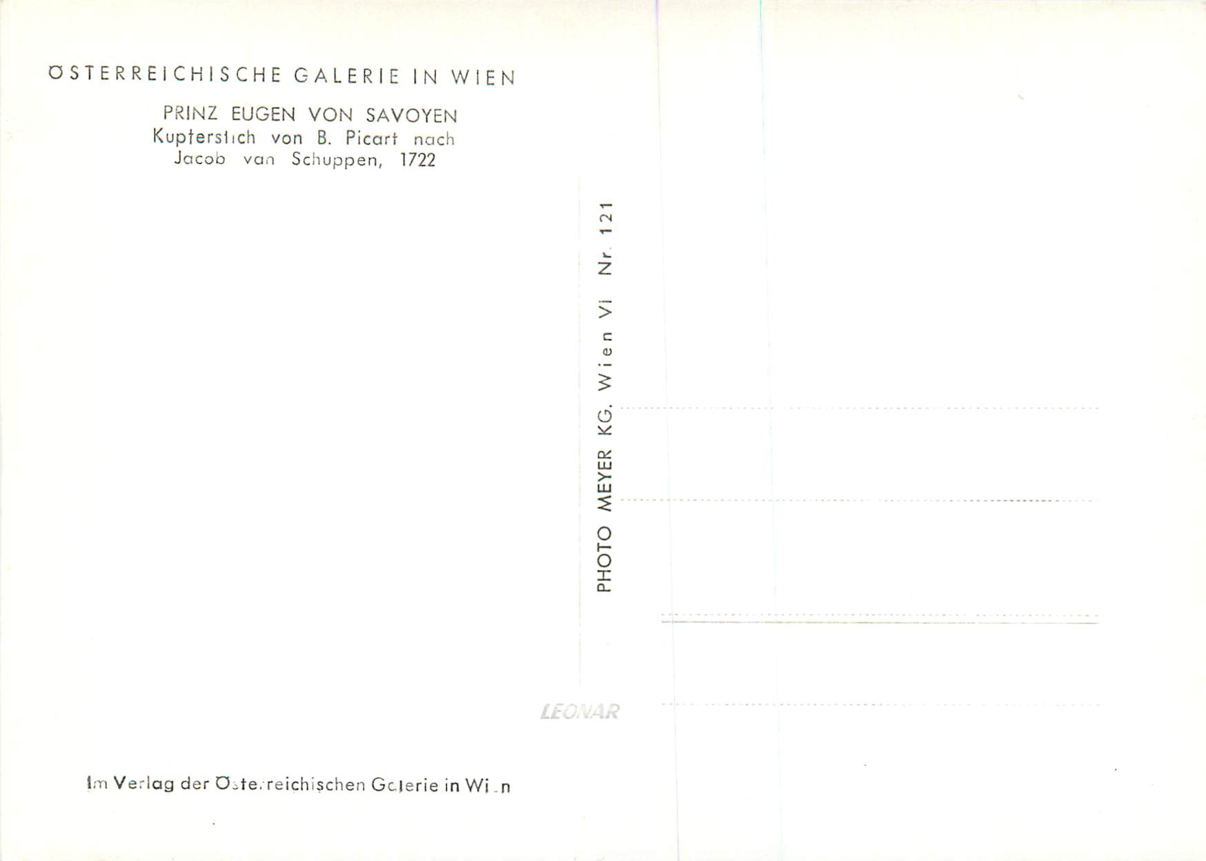 CPM Osterreichische Galerie in Wien Jacob van Schuppen 1722 — Rückseite