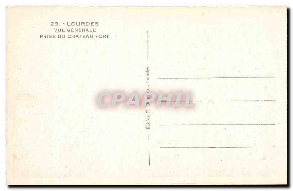 Lourdes CPA Vue generale prise du chateau fort — Verso