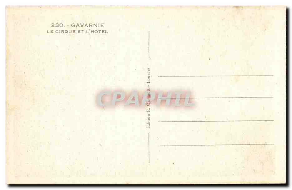 Gavarnie — Le cirque et l'hôtel — Édition E. Quaint, Lourdes — Rückseite