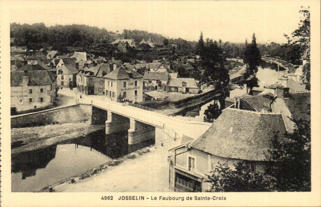 Josselin - Le Faubourg de Sainte-Croix — vue du pont sur la rivière — éditeur non identifié, n° de série 4962