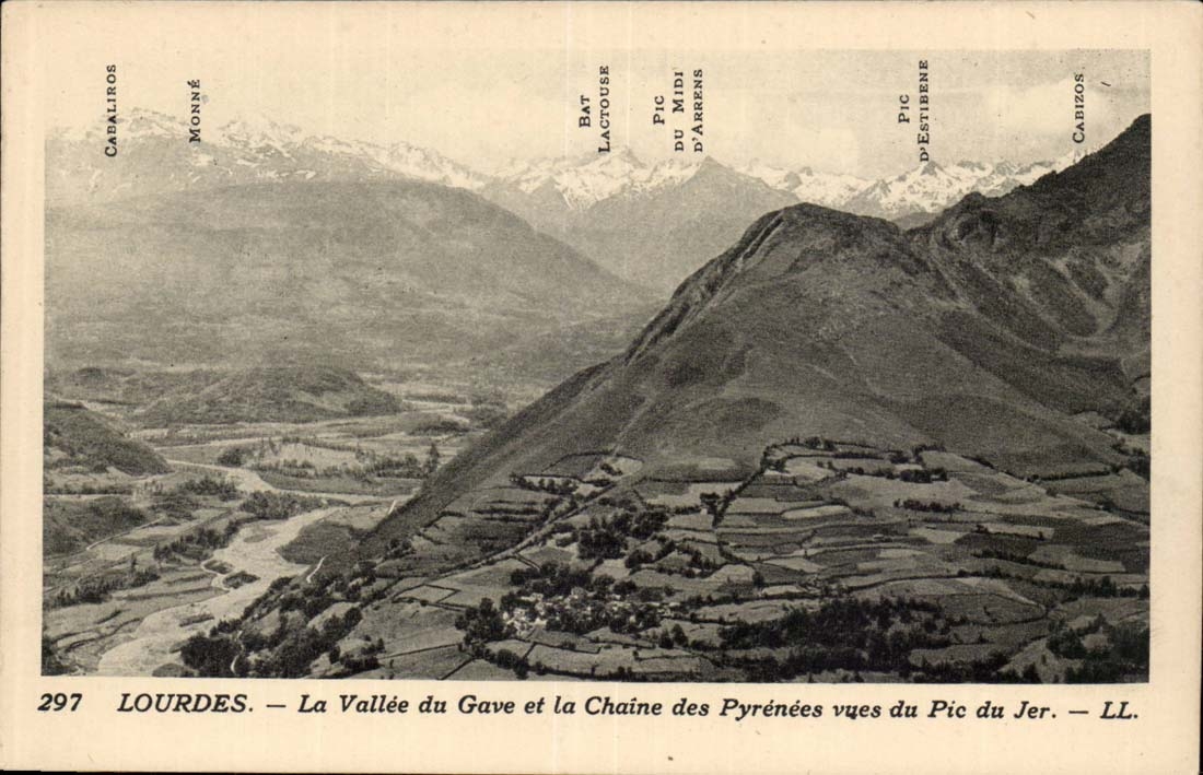 Lourdes CPA La vallee du Gave et la chaine des Pyrenees vues du pic du Jour