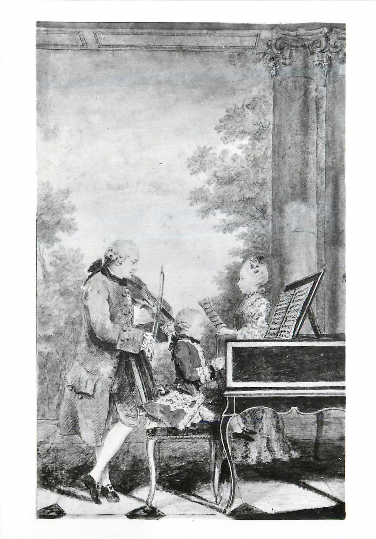CPM Musee Carnavelet Carmontelle Mozart Pere et ses deux Enfants