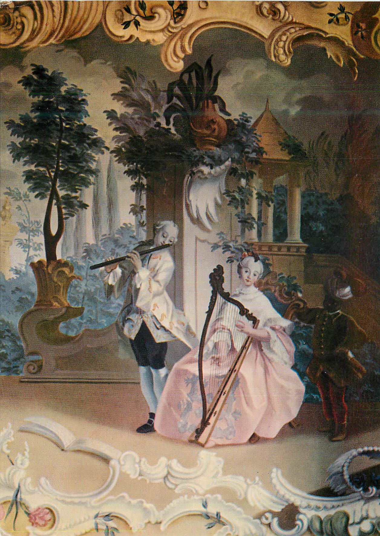 CPM Schloss Eggengerg Graz Franz Gartensalon Detail de la Tenture Peinte d'A Raunacher