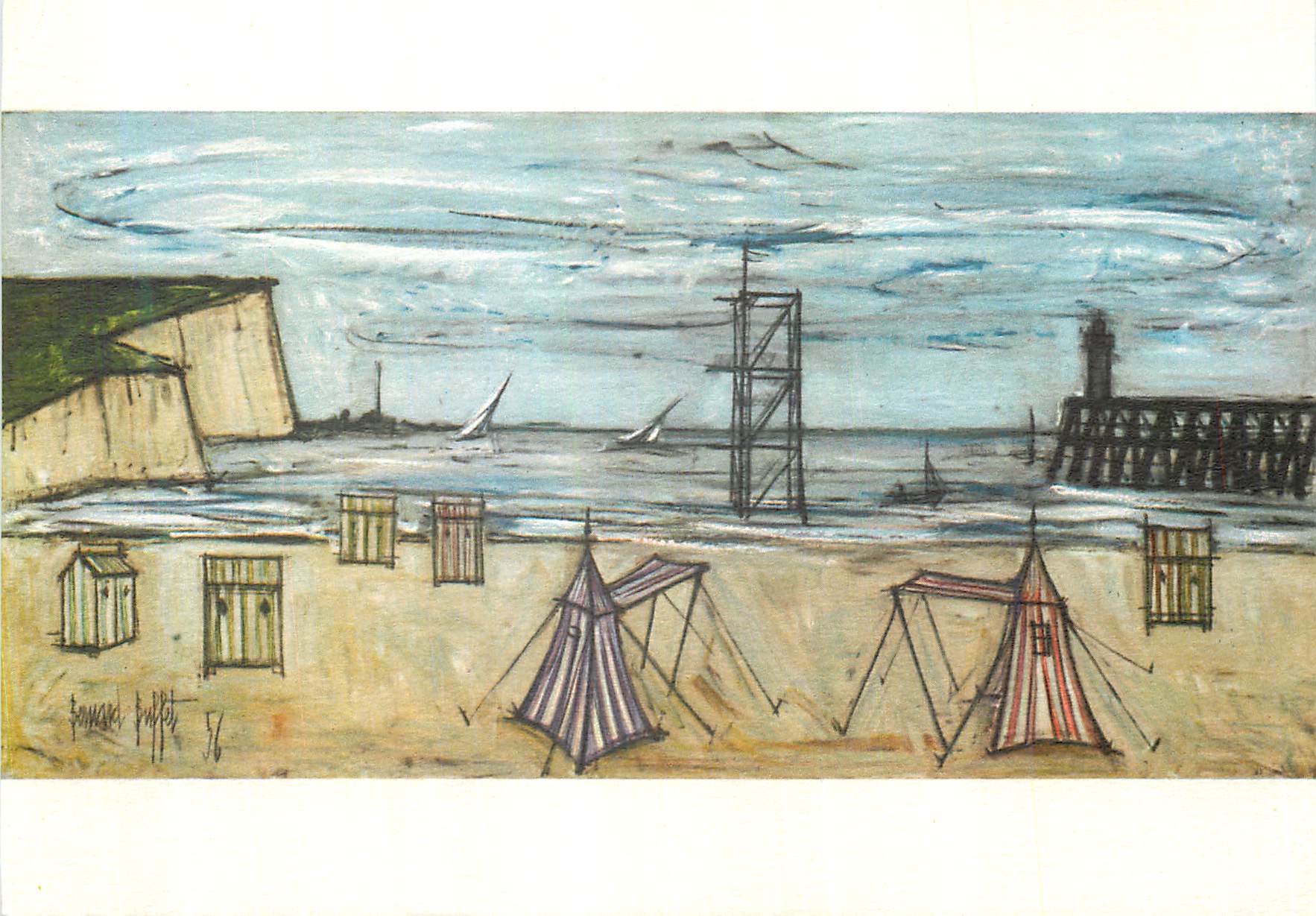 CPM Bernard Buffet Plage 1956
