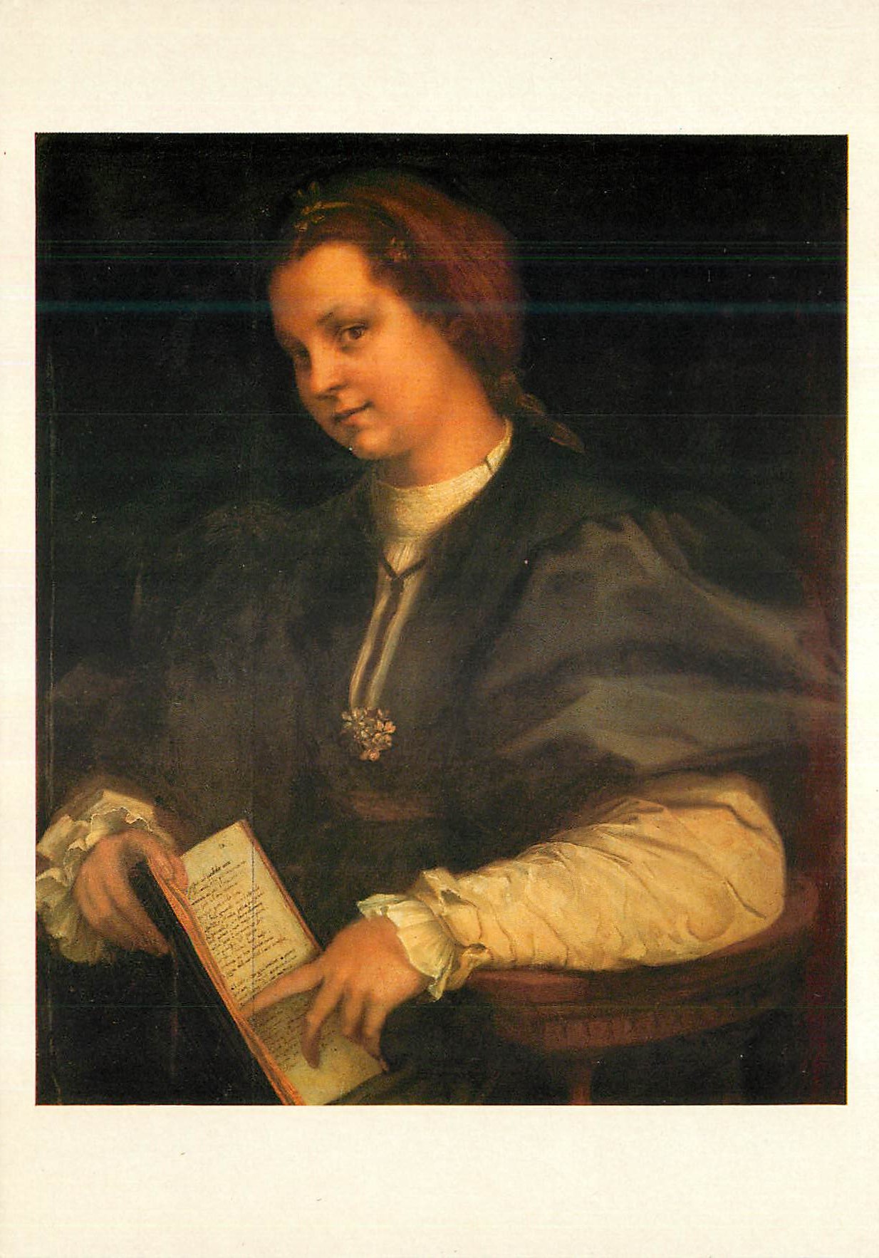 CPM Firenze Uffizi Andrea del Sarto (1486 1530) Portrait d'une Dame avec Livre