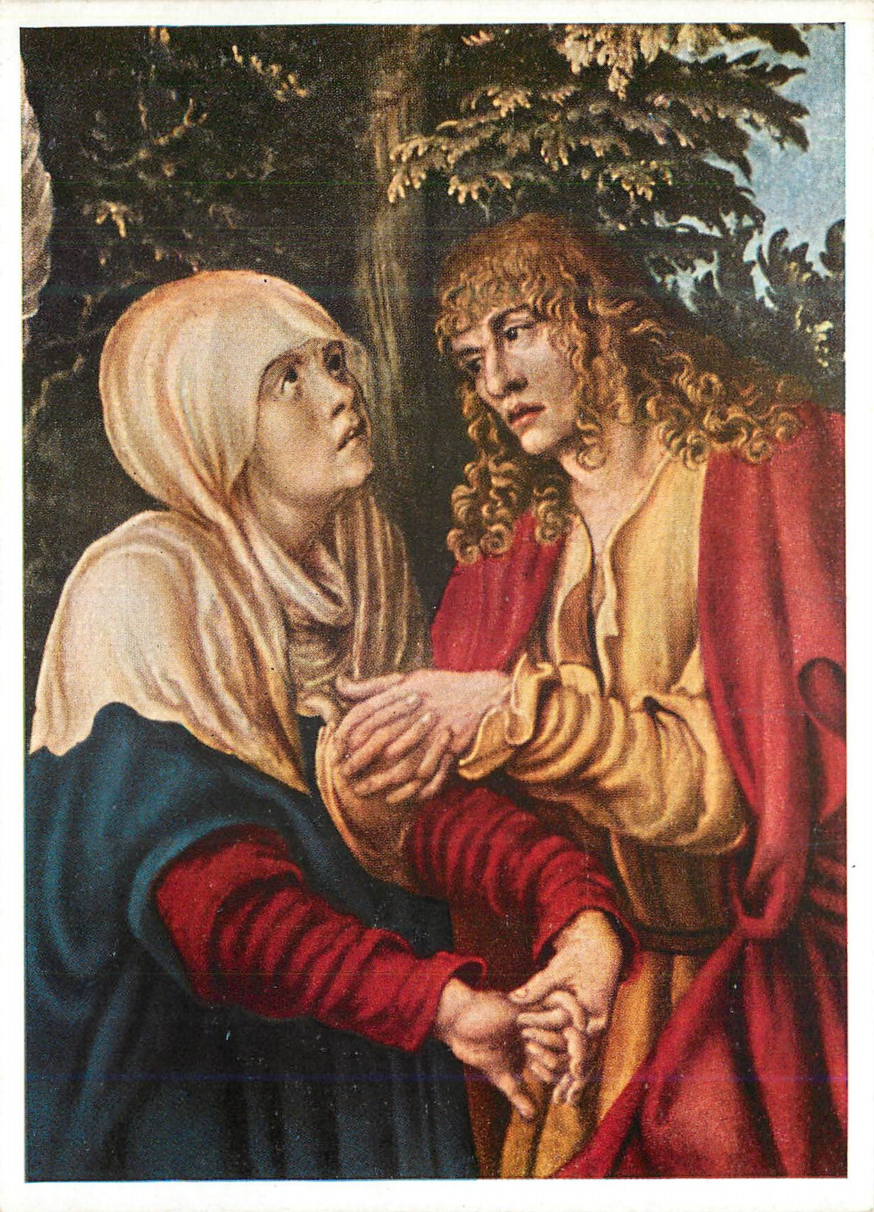 La rencontre de Marie et de Joseph — illustration religieuse — éditeur non identifiable