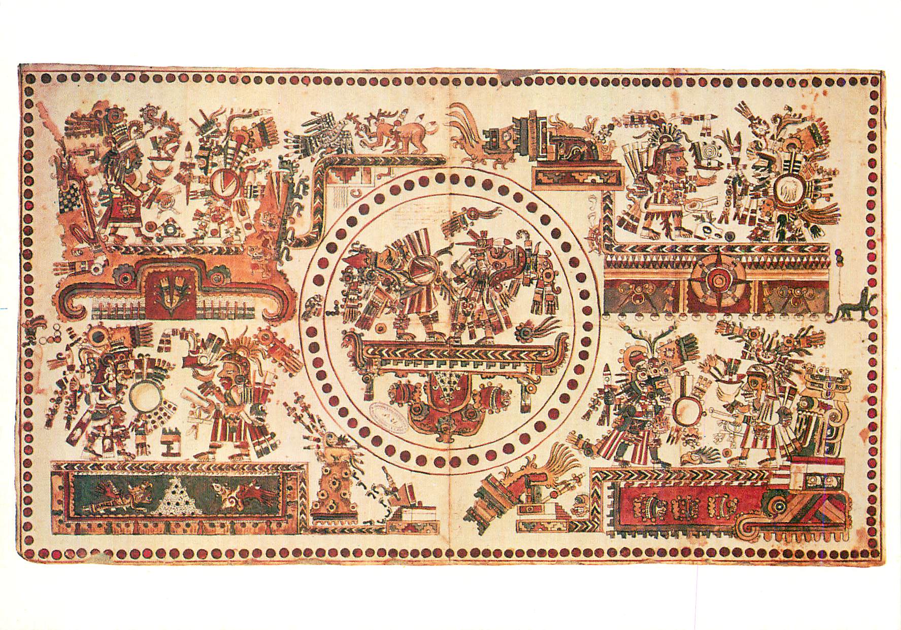 CPM Bibliotheque Nationale Mrs Mexican Codex du Soleil Rituel Azteque Illustrant le Culte