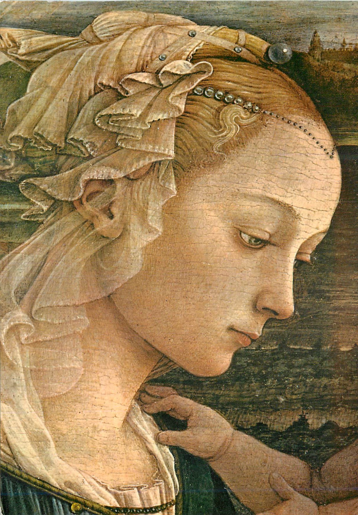 CPM Firenze Galleria Uffizi La Sainte Vierge qui adore L'Enfant (detail)