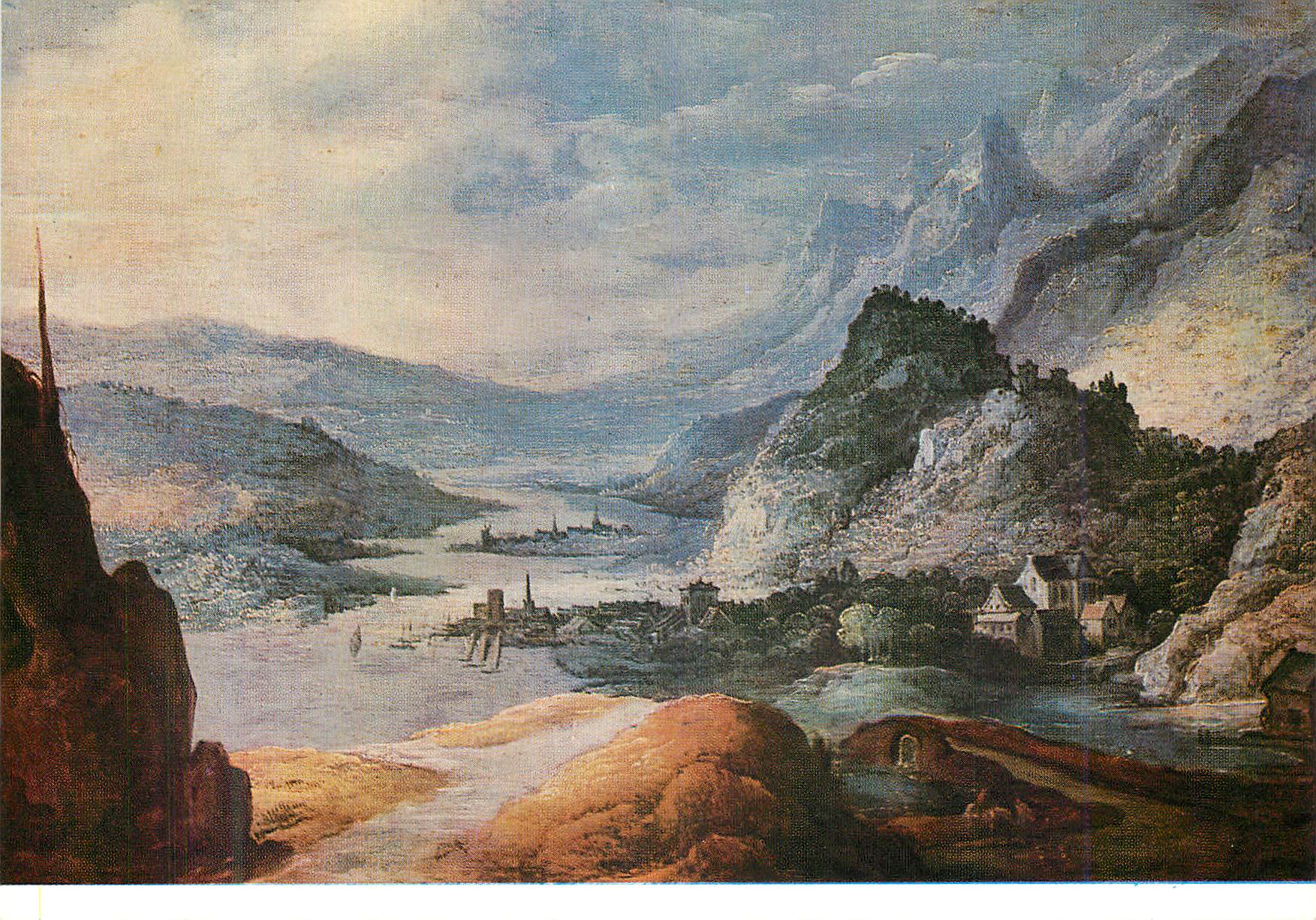 Vue du Rhin — paysage avec château et village — éditeur non identifiable