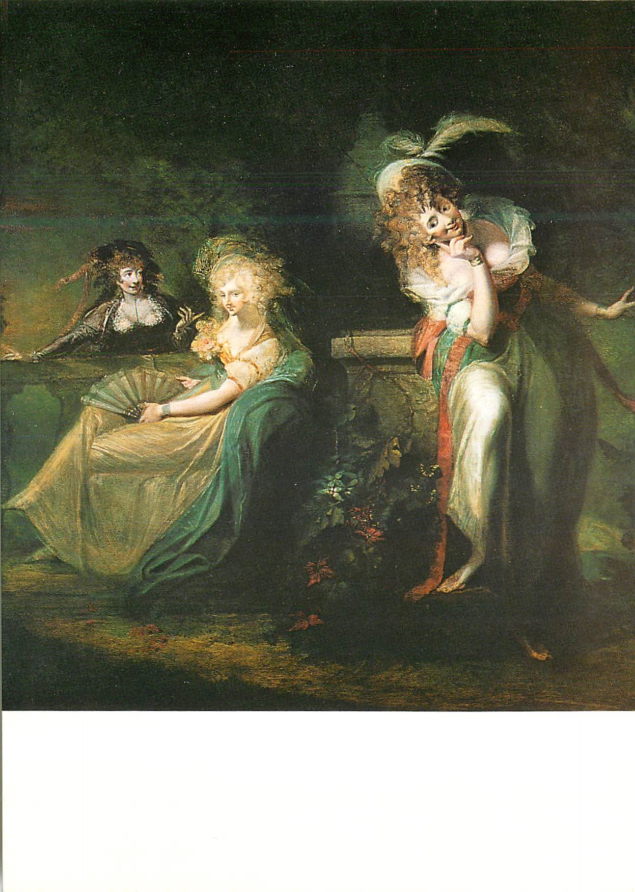 Trois femmes en costume de cour — peinture de style rococo — éditeur inconnu, n° de série non visible