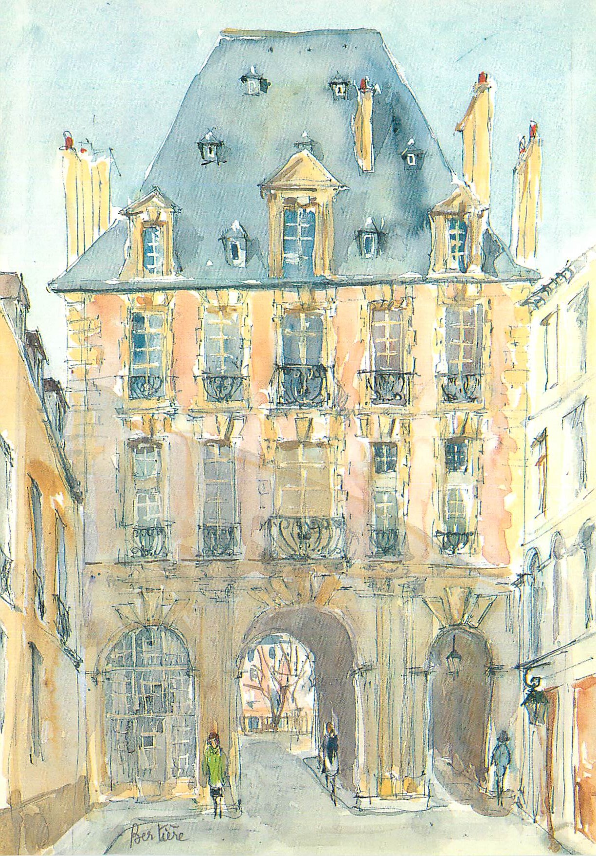 CPM Paris par les Peintres Denise Bertiere Le Pavillon du Roi Place des Vosges