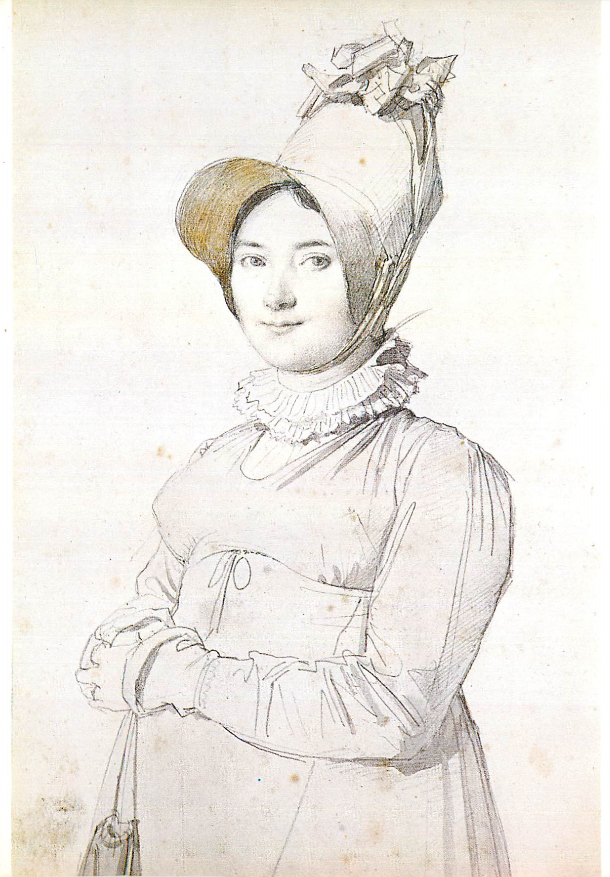 Portrait d'une femme — style néoclassique — dessin à l'encre et crayon