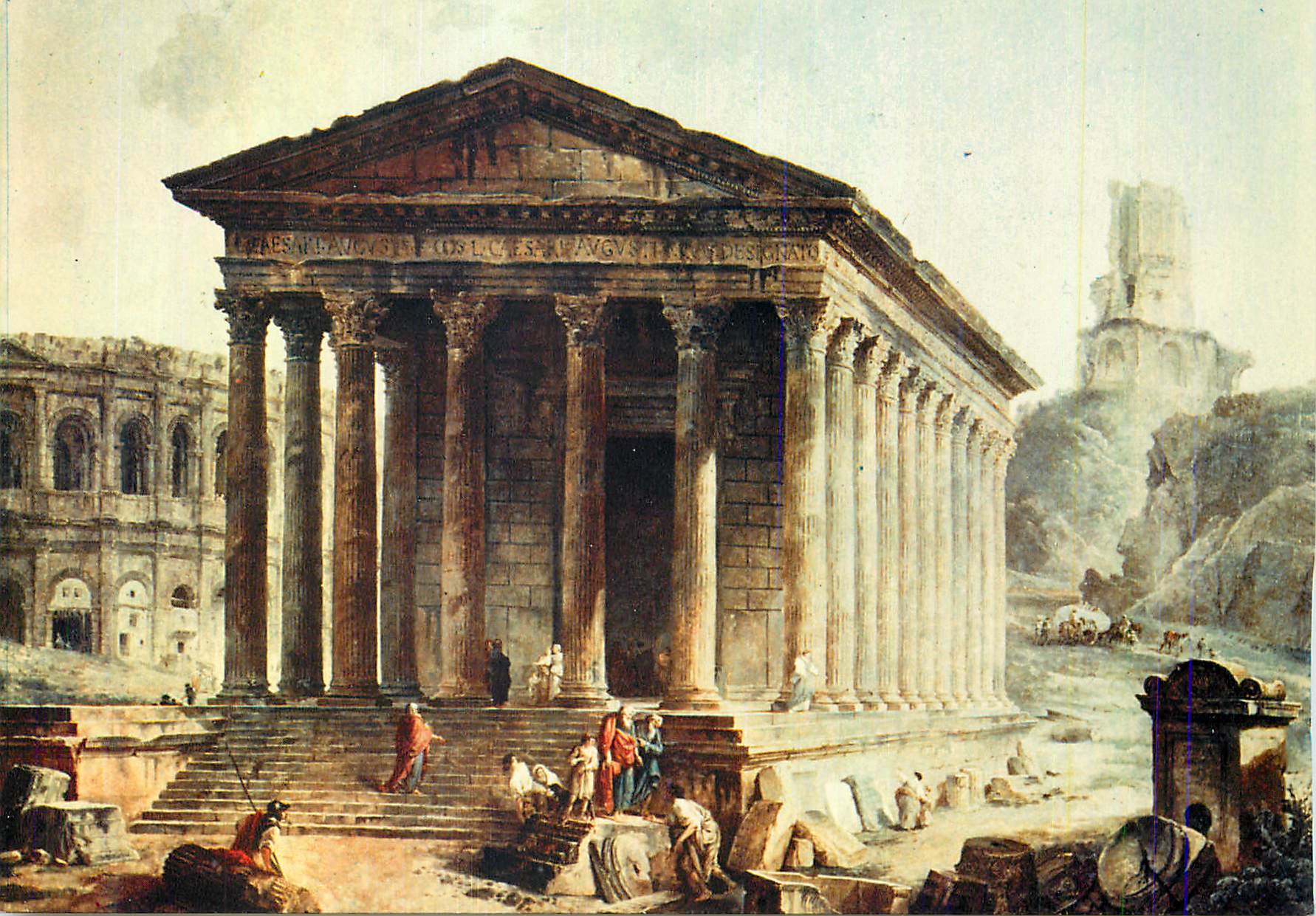 CPM Nimes la Rome Francaise la Maison Carree les Arenes et la Tour Magne