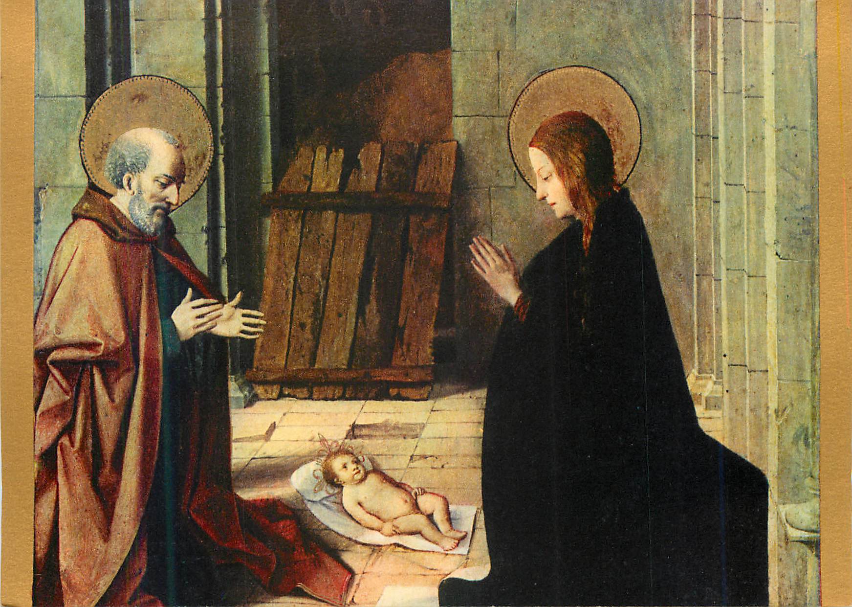 CPM Musee du Louvre Adoration de l'Enfant Maitre de Saint Sebastien (Josse Lieferinxe)