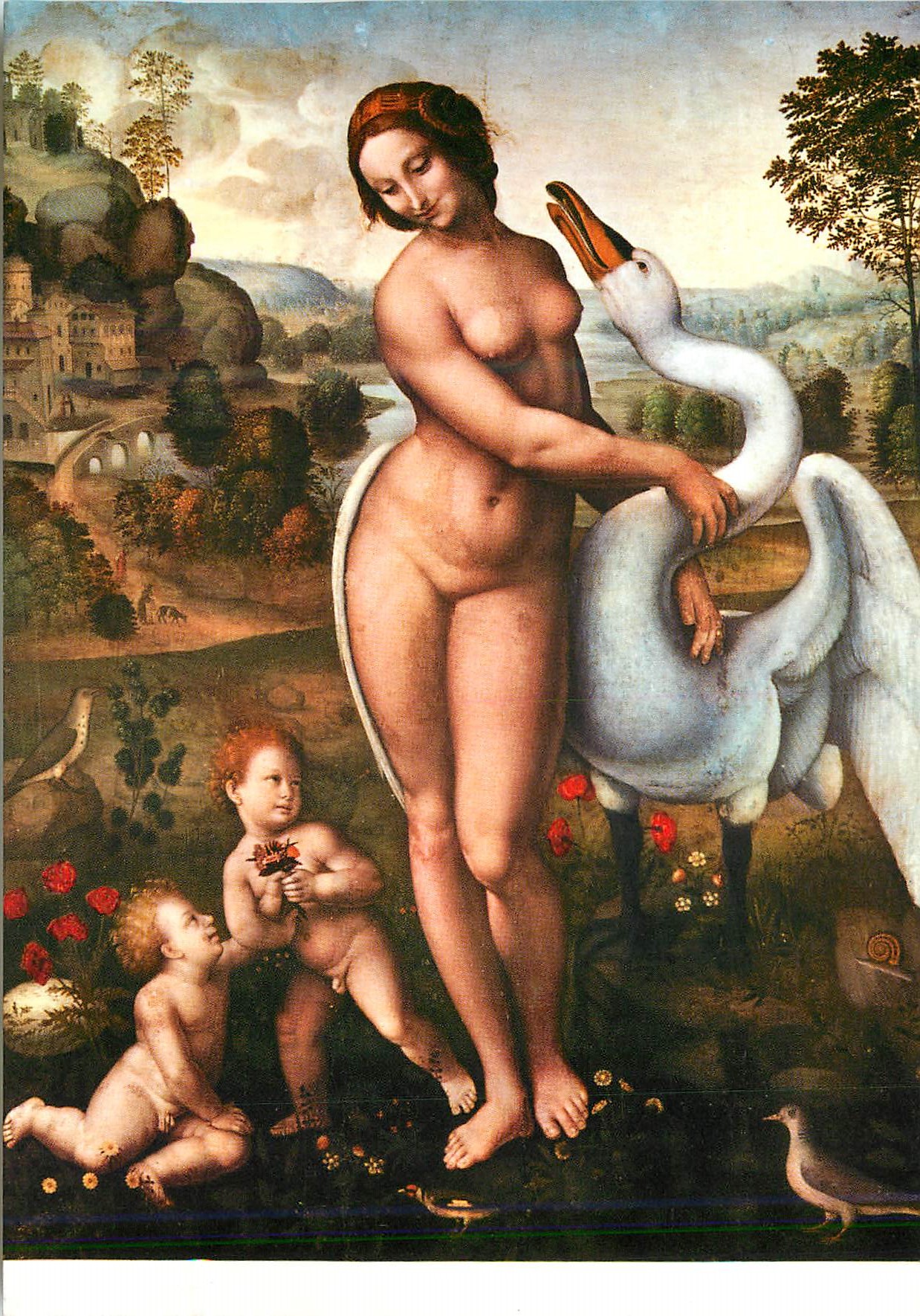 CPM Roma Leornado Leda avec Cygne (Galerie Borghese)