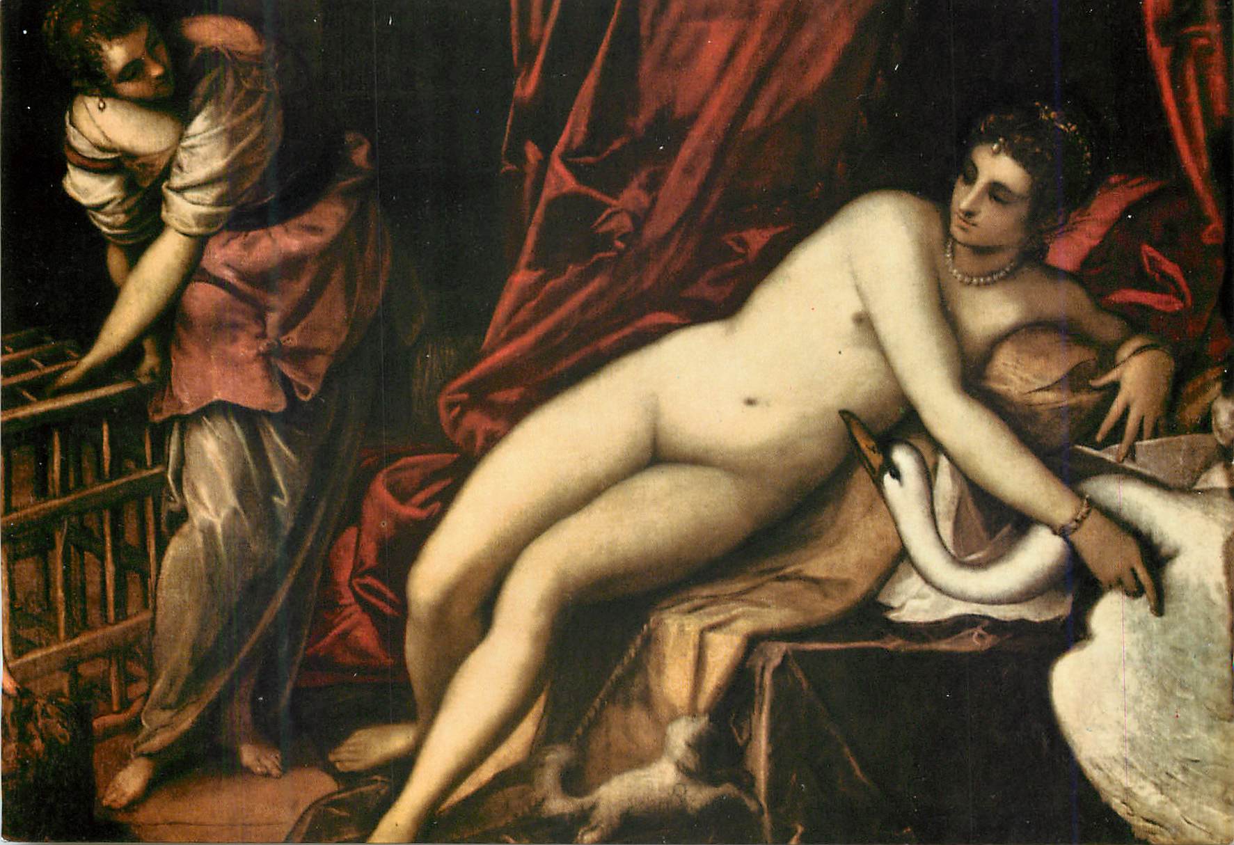 CPM Firenze Galleria Uffizi Tintoretto (1518 1594) Leda avec le Cygne
