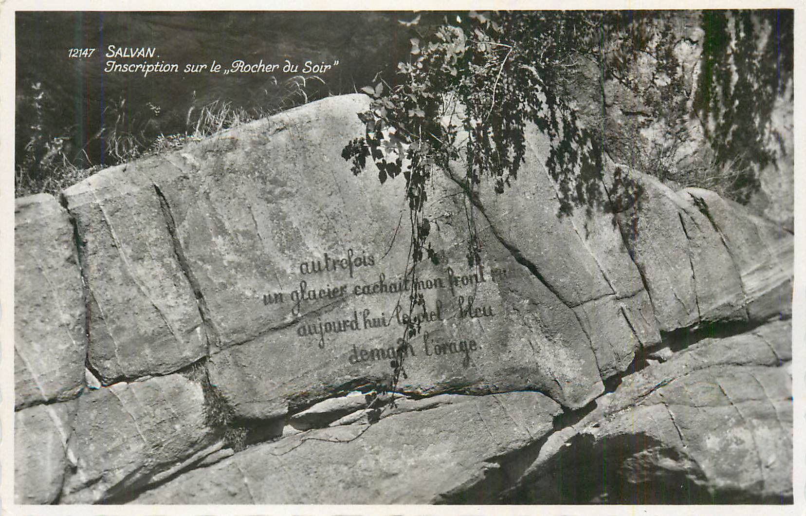 CPM Salvan Inscription sur le Rocher du Soir