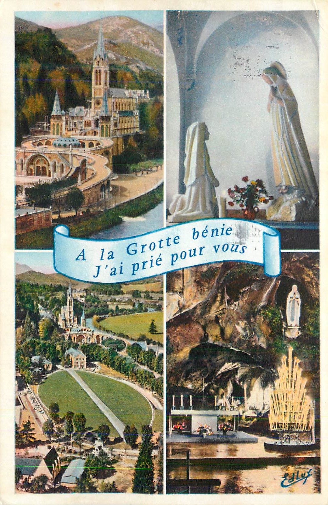 CPM Lourdes La Basilique L'Apparition (G Serraz Sculpteur) et la Grotte Miraculeuse