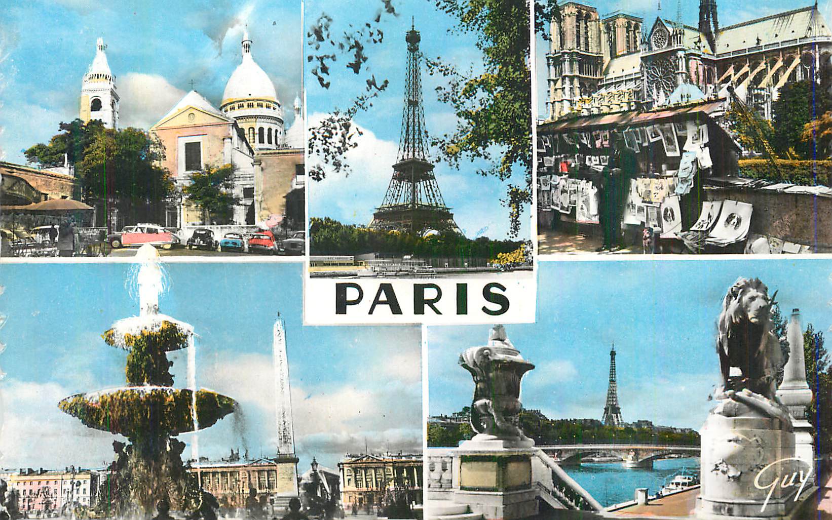 CPM Paris et ses Merveilles L'Eglise Saint Pierre et le Sacre Cœur Tour Eiffel