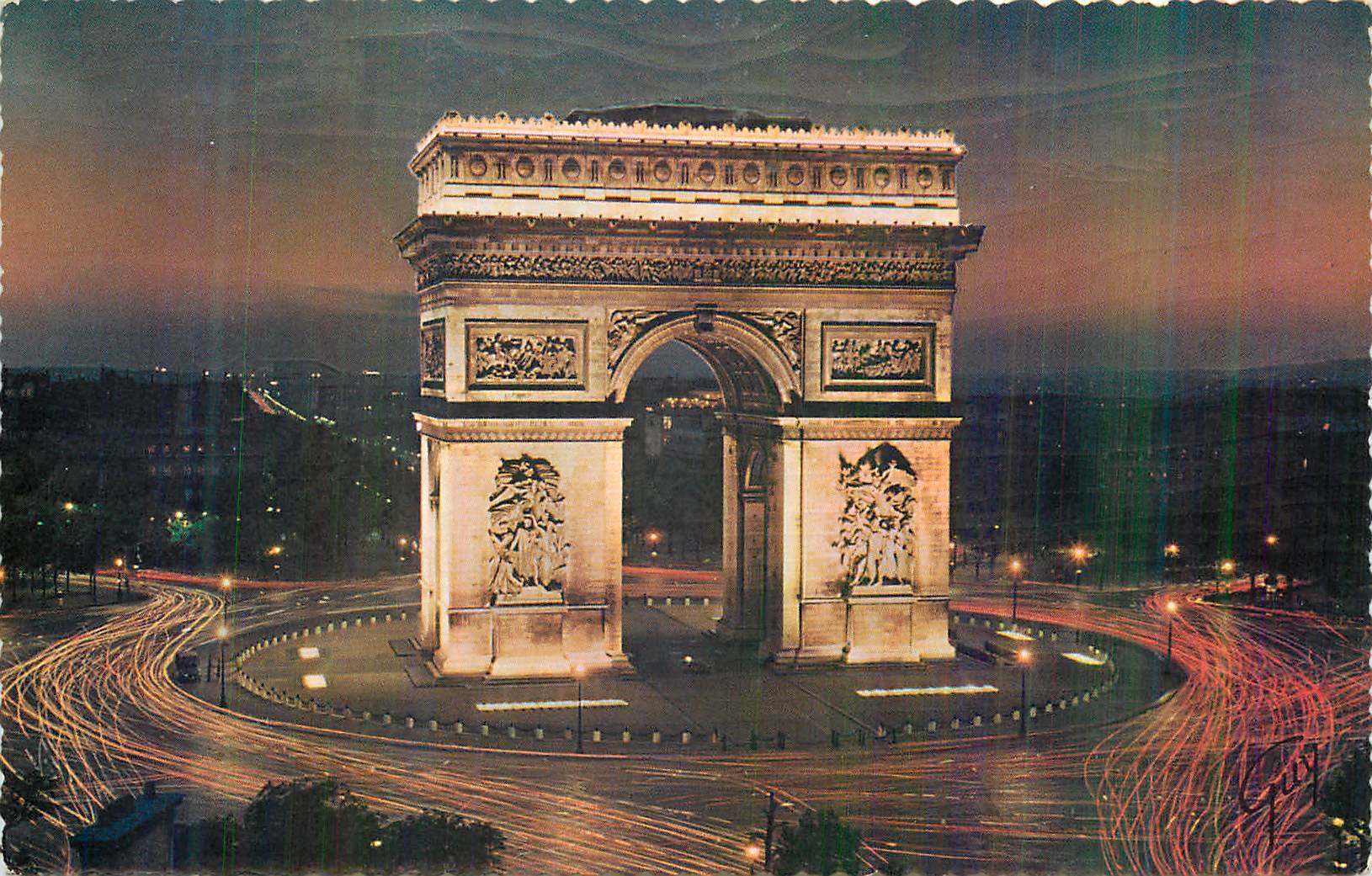 CPM Paris et ses Merveilles La Place de l'Etoile de Nuit et l'Arc de Triomphe (1806 1836) Illumine