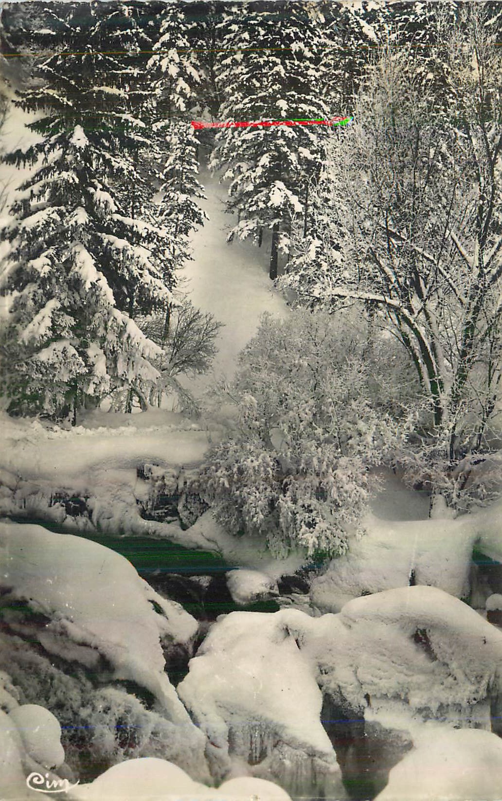 Schneeverdeckter Wald — Gefrorene Fluss — Verlag Cim, Seriennummer nicht lesbar