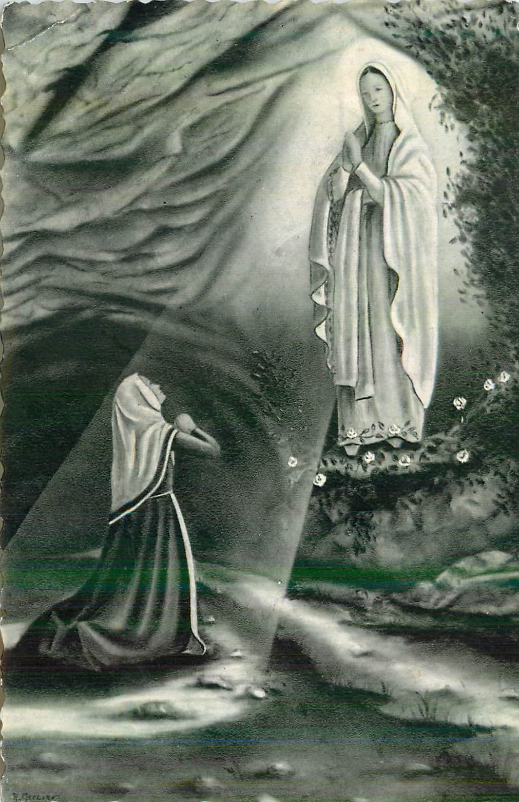 CPM Lourdes L'Apparition de Notre Dame de Lourdes a Sainte Beradette