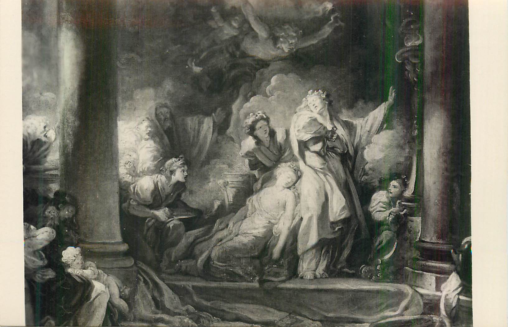 Scène mythologique — gravure ou reproduction d'une peinture — éditeur et n° de série non lisibles