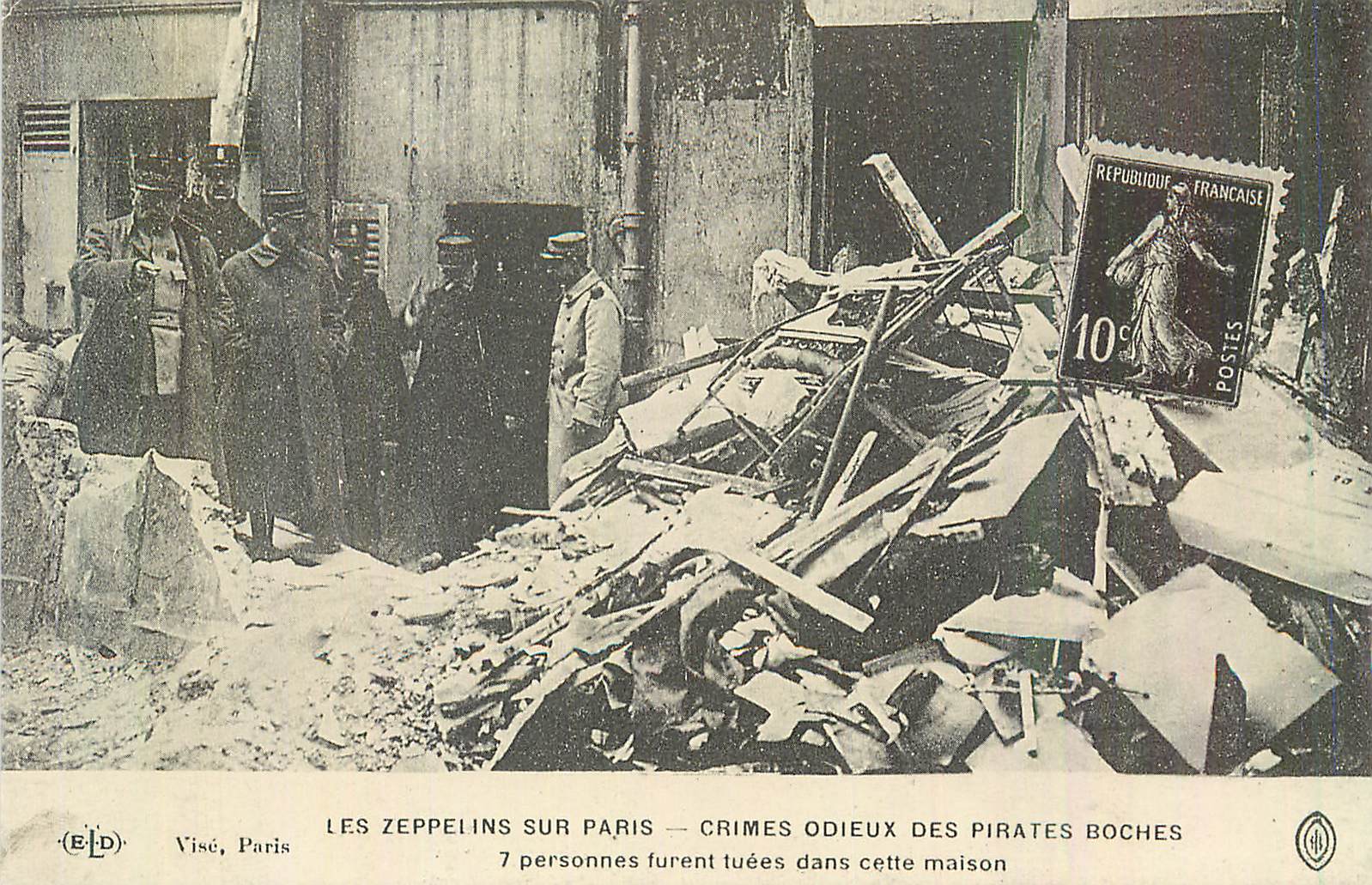 REPRO Les Zeppelins sur Paris Crimes Odieux des Pirates Boches