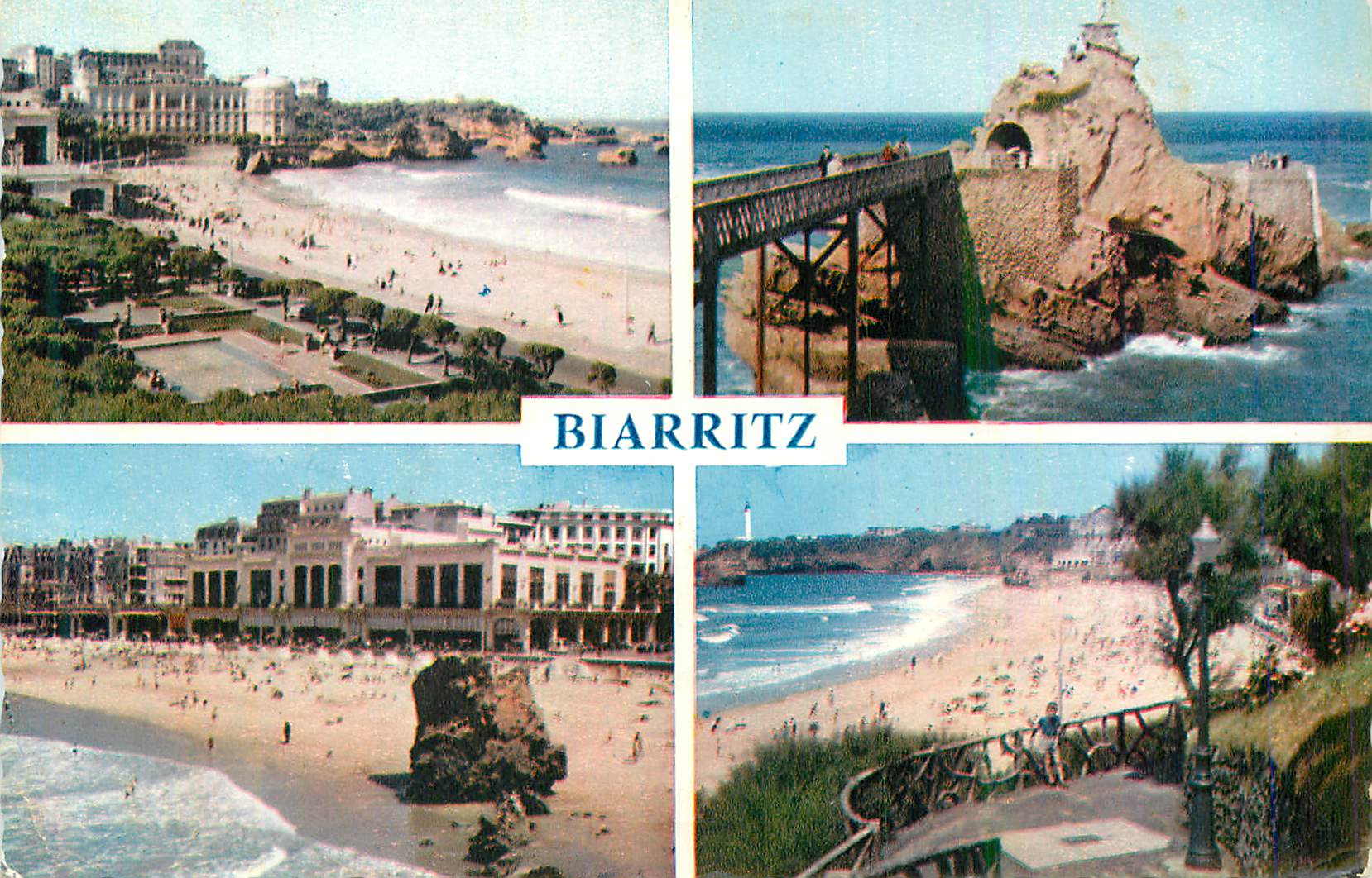 Biarritz — vue panoramique de la plage, du phare et des bâtiments côtiers — éditeur non visible