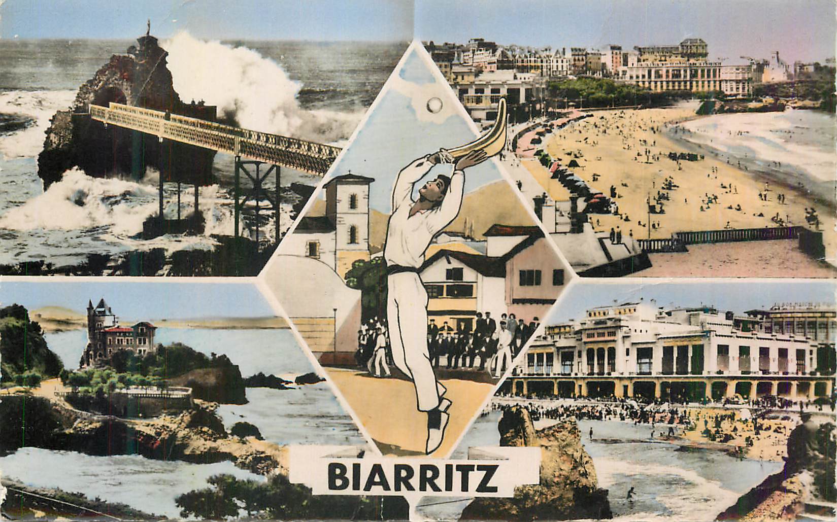 Biarritz — vue panoramique avec le phare de la Pointe de la Côte — éditeur non visible