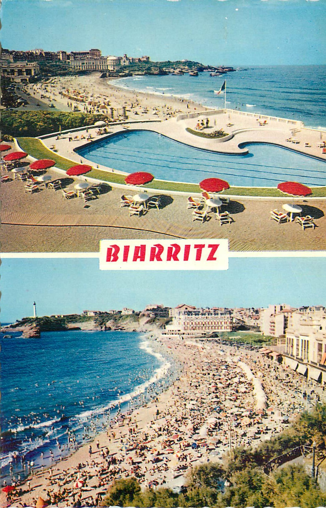 CPM Biarritz La Grande Plage les Casinos et la Piscine de l'Hotel du Palais