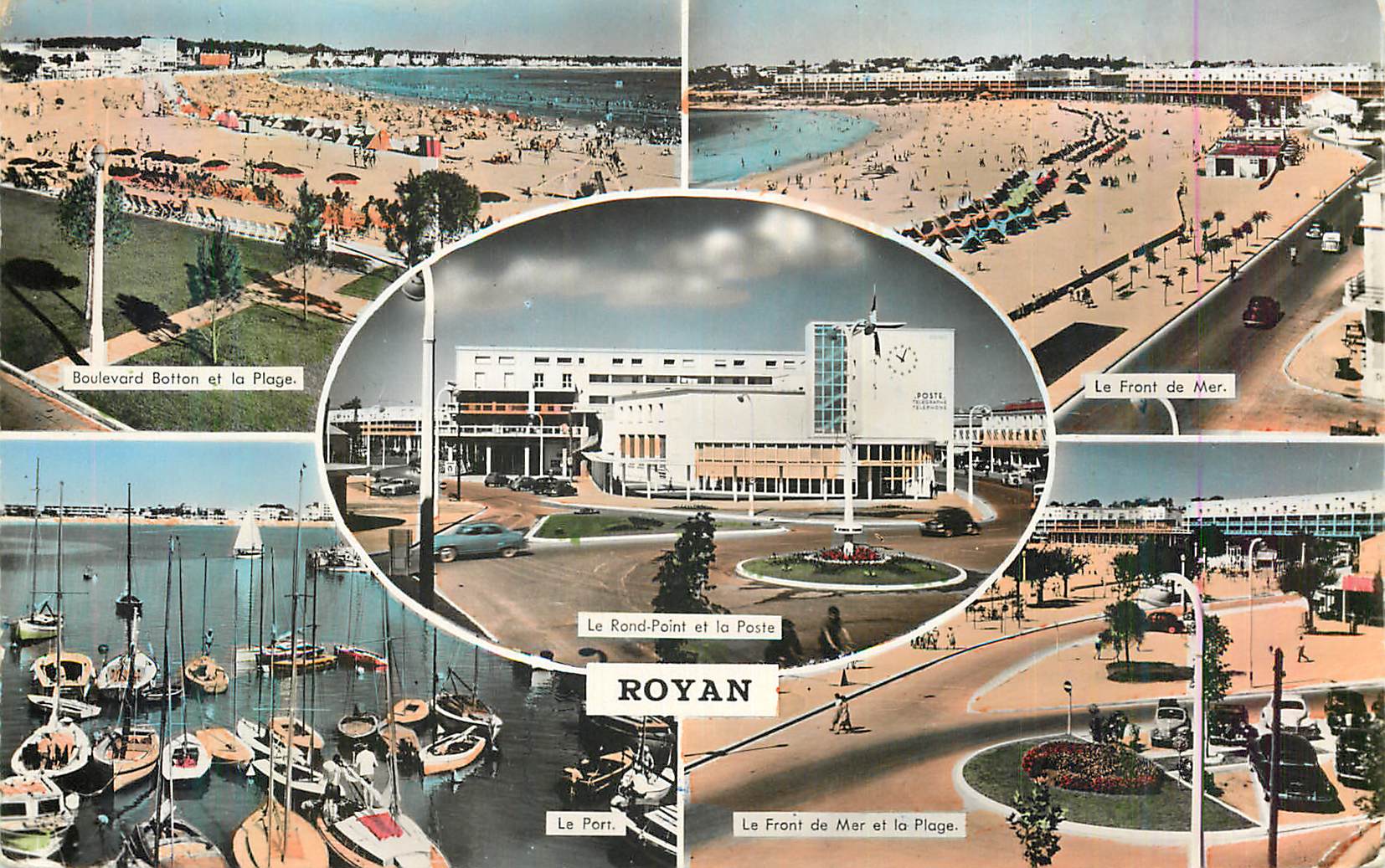 CPM Royan Boulevard Botton et la plage Le front de mer Le port 