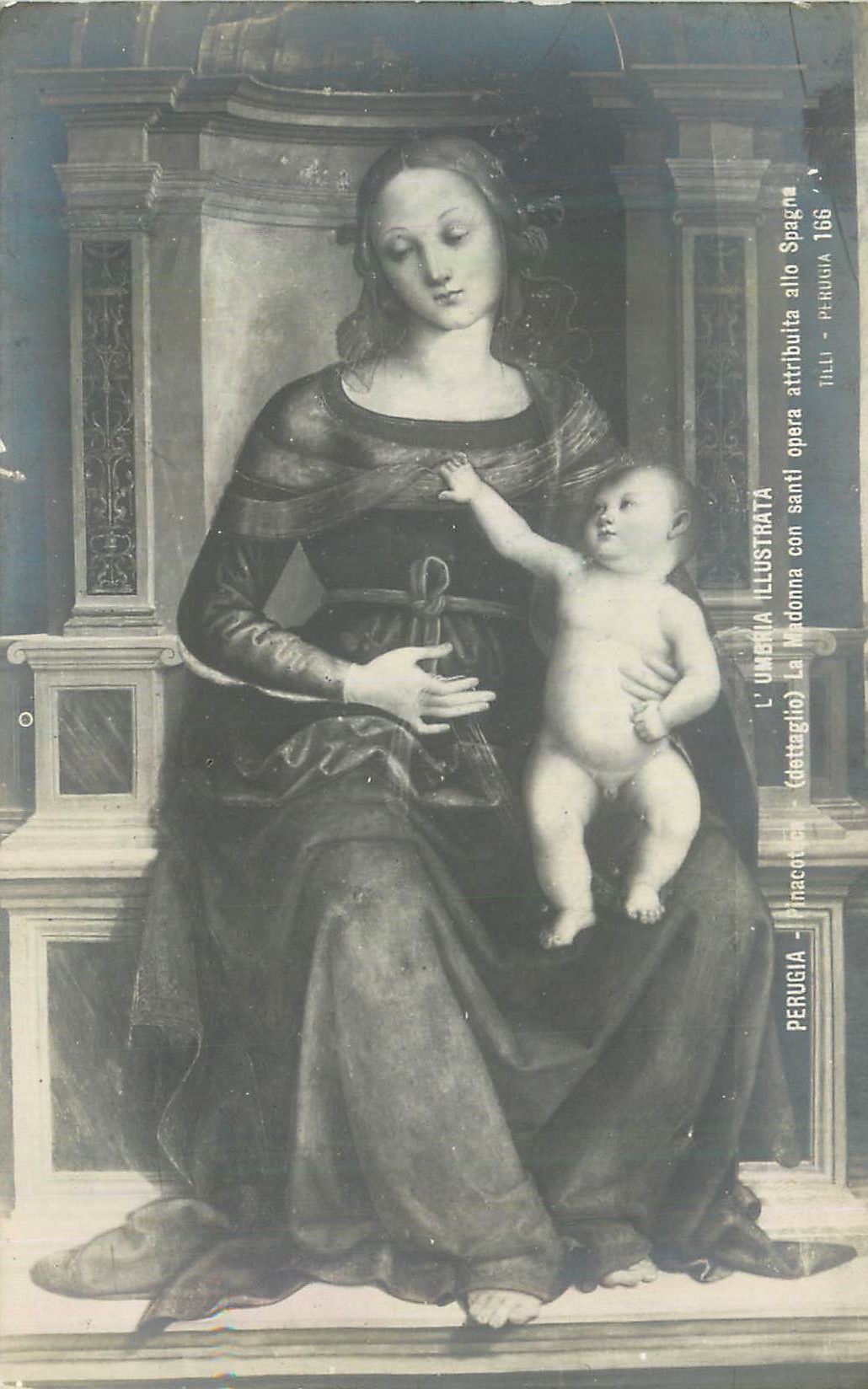 CPM Perugia (Dettaglio) La Madonna con Santi Opera Attribuita  allo Spagna L'Umbria Illustrata