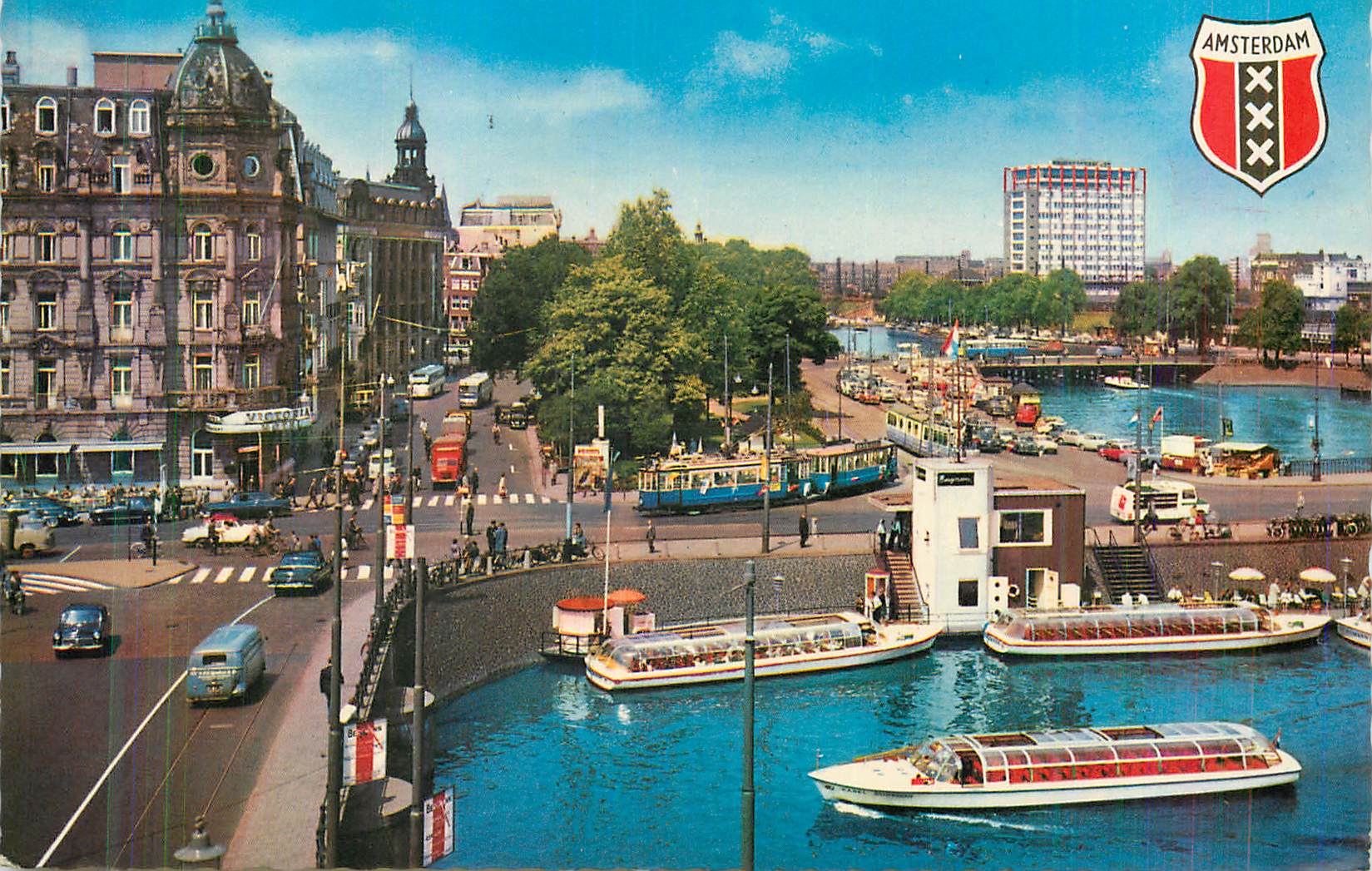 Amsterdam — view of the river and tramway — publisher not visible