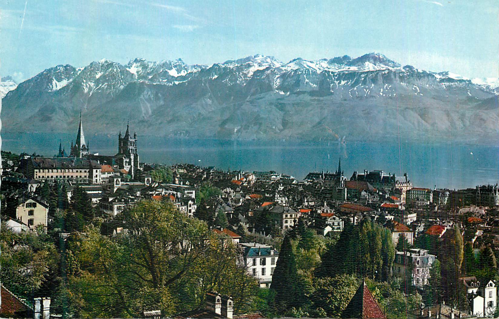 CPM Lausanne Vue Generale et les Alpes de Savoie