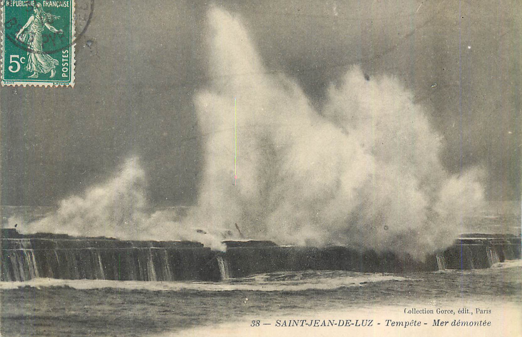 SAINT-JEAN-DE-LUZ — Tempête — Mer démontée — Collection Gorce, édit. Paris - Recto