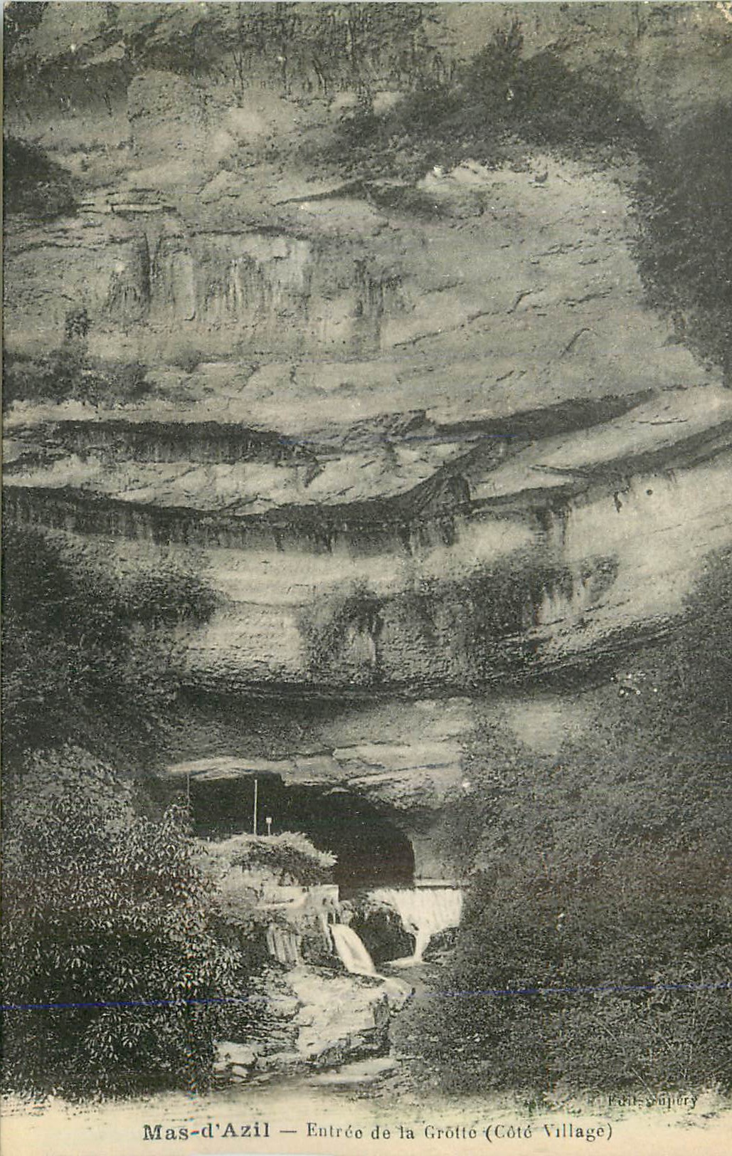 CPA Mas d'Azil Entree de la Grotte (Cote Village)