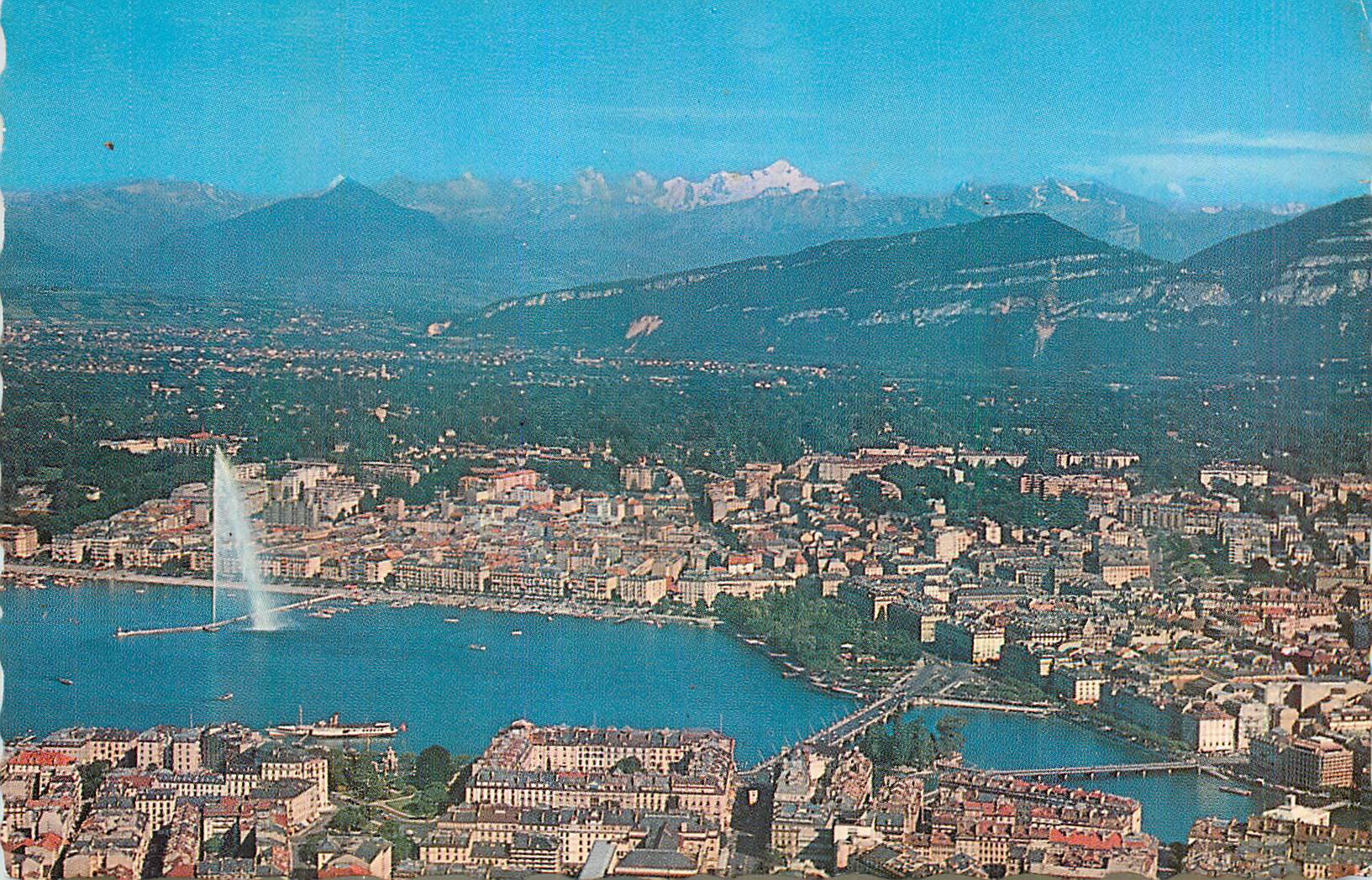 CPM Geneve Vue Aerienne de la Ville et la Chaine du Mont Blanc (4810 m)