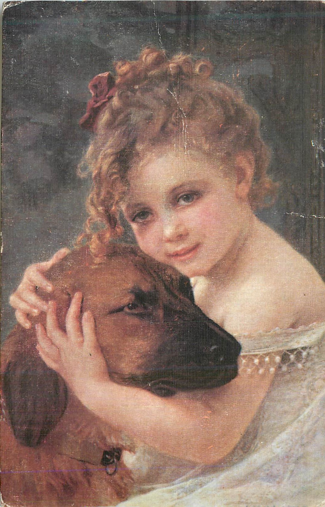 CPA Seignac Caresses Chien Enfant
