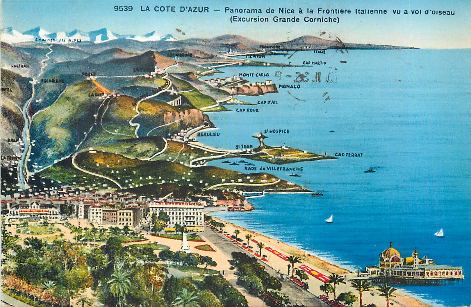 CPM La Cote d Azur Panorama de Nice a la Frontiere italienne vu a vol d oiseau 