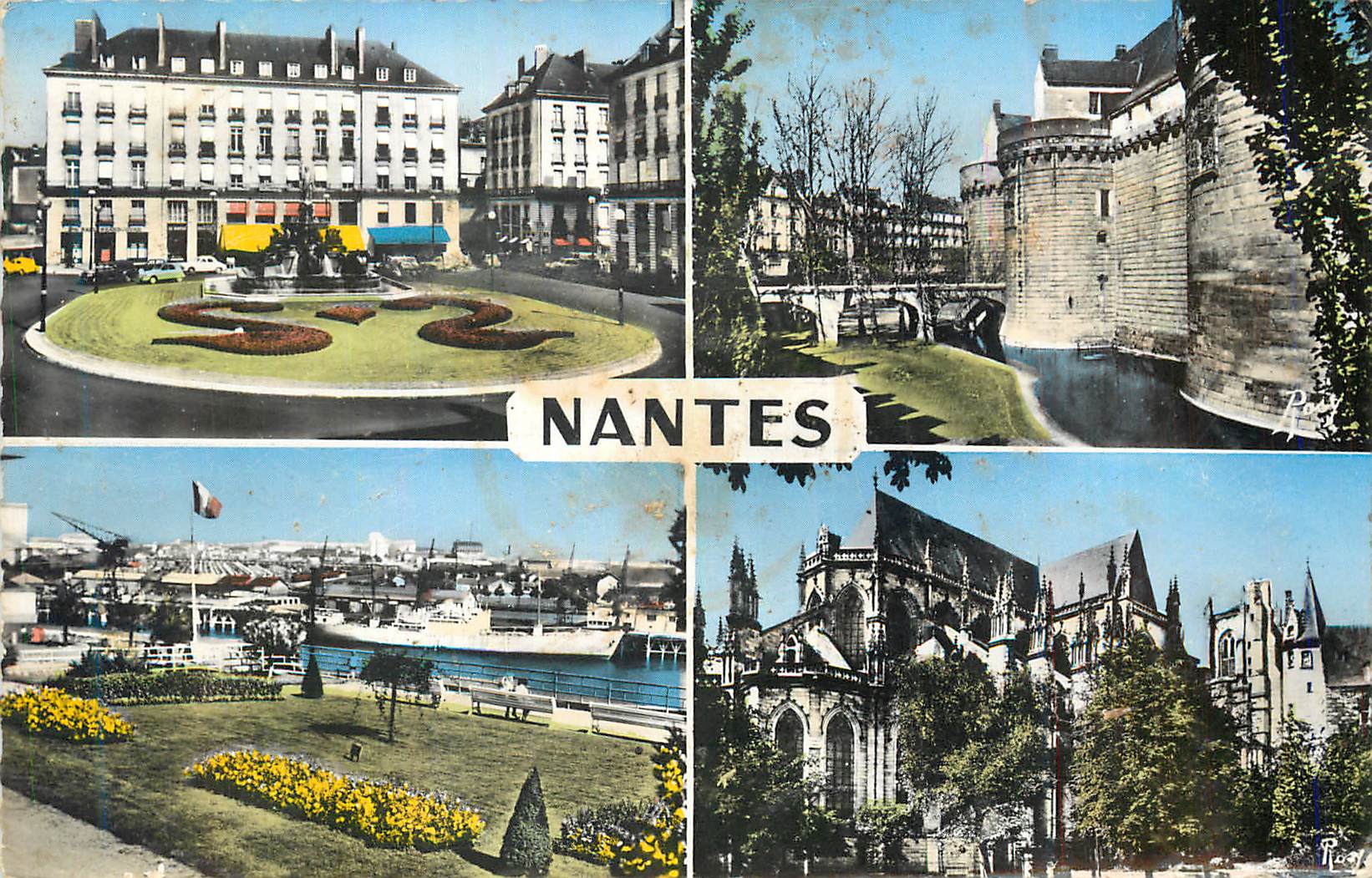 CPM Nantes Place Royale Le Chateau Le Port La Cathedrale 