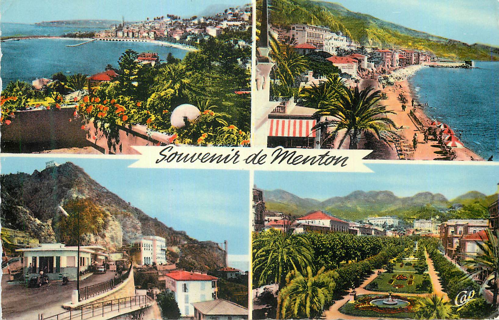 CPM Menton Vue generale Poste frontiere Franco Italien et le Jardin Public 