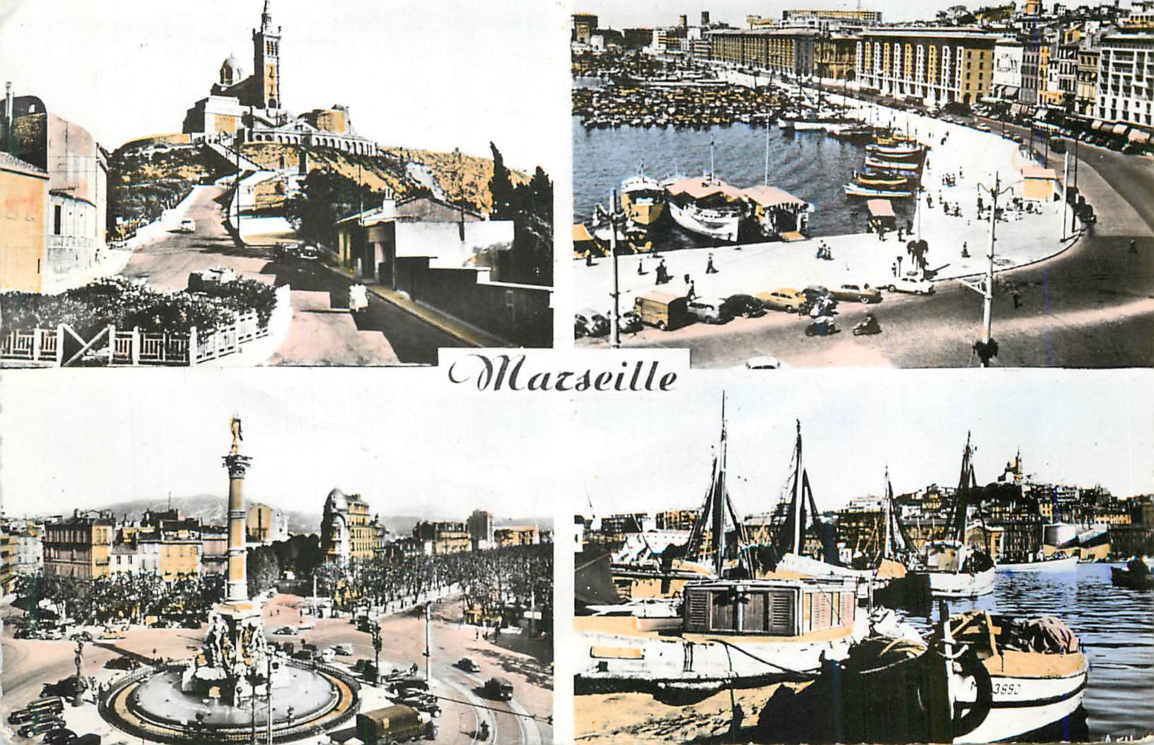 CPM Marseille Notre Dame de la garde Quai du Port Castellane Un coin du port Bateaux