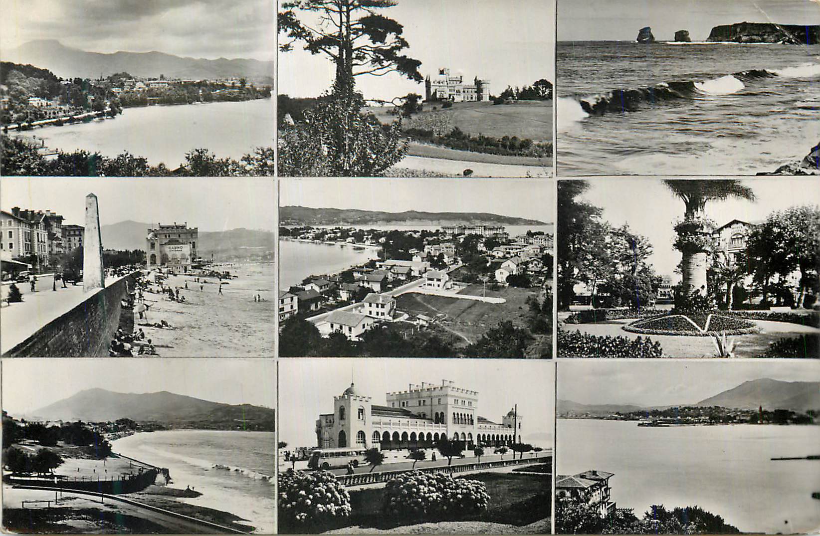 Vue panoramique de San Sebastián — collages de paysages et monuments — éditeur non identifiable