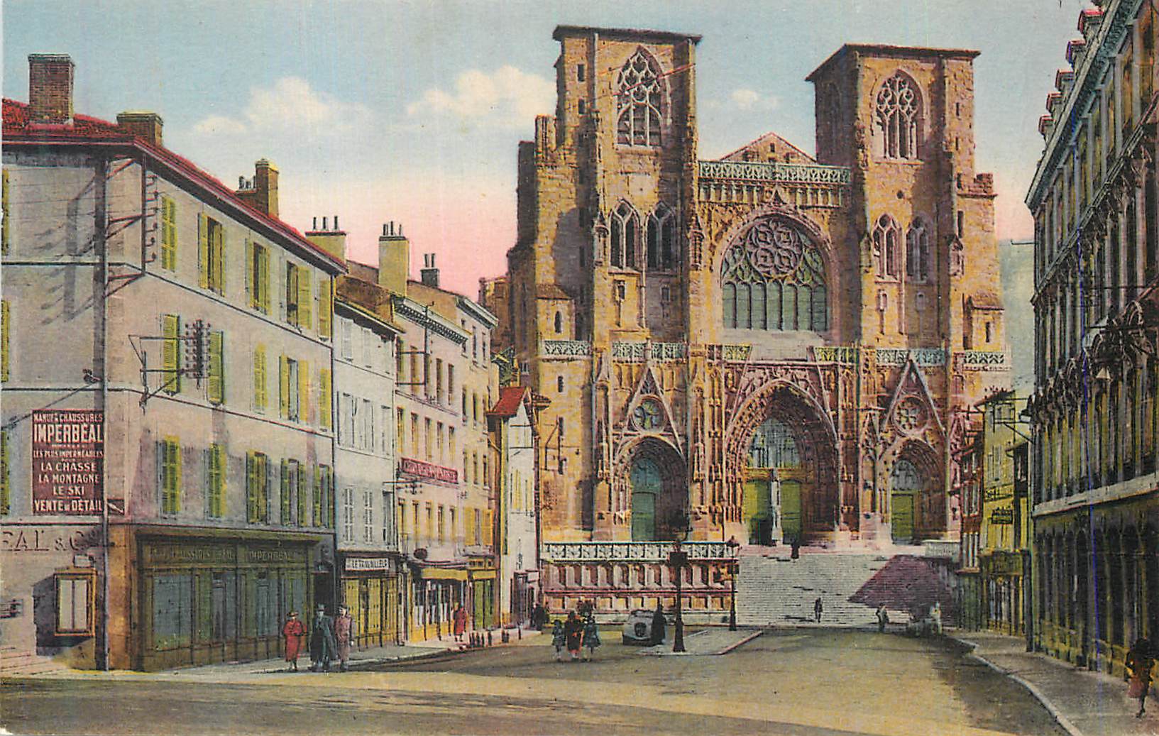 CPA Vienne sur le Rhone Place et Cathedrale Saint Maurice 