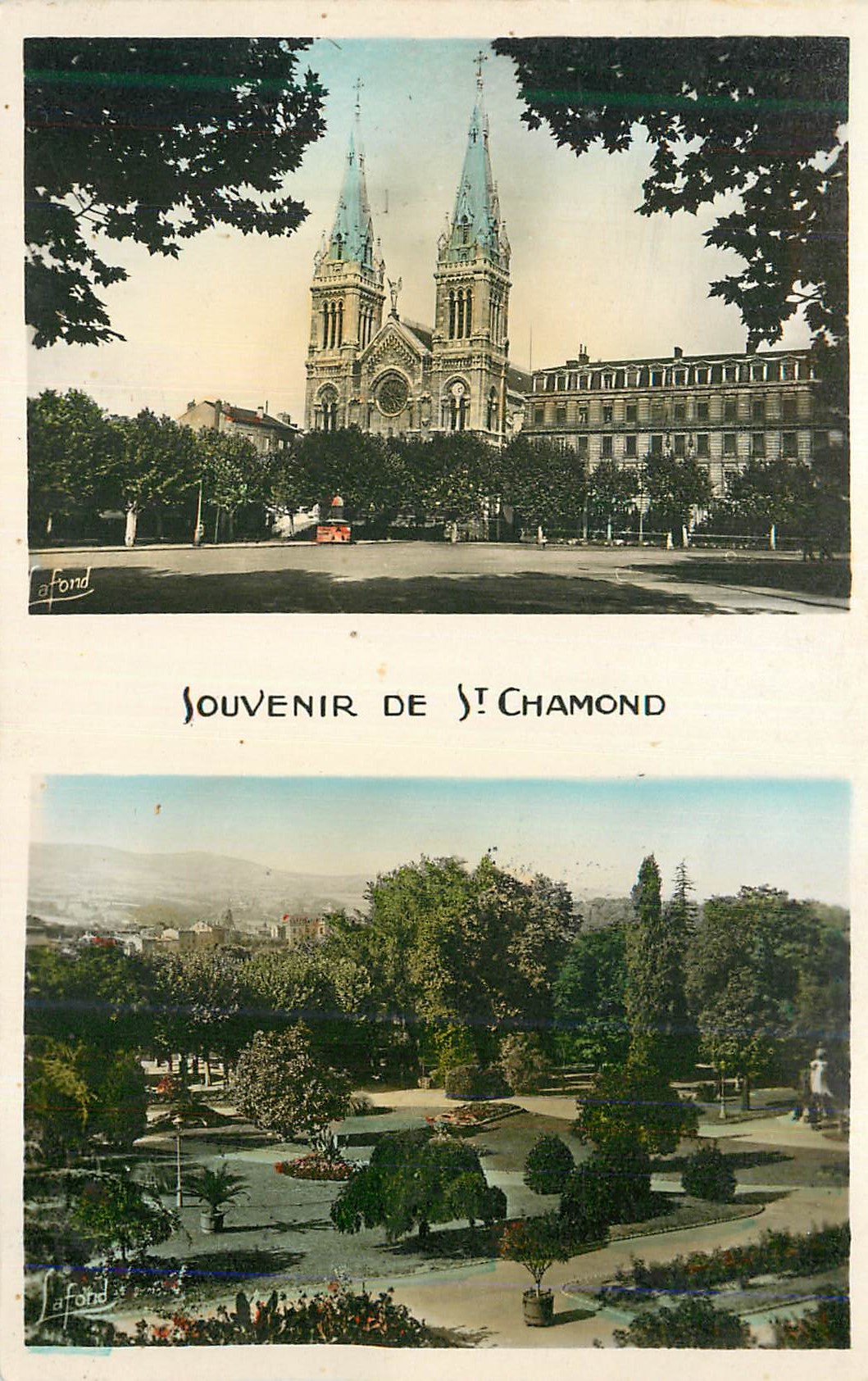 CPM Saint Chamond Loire Place de la Liberte et le jardin public 