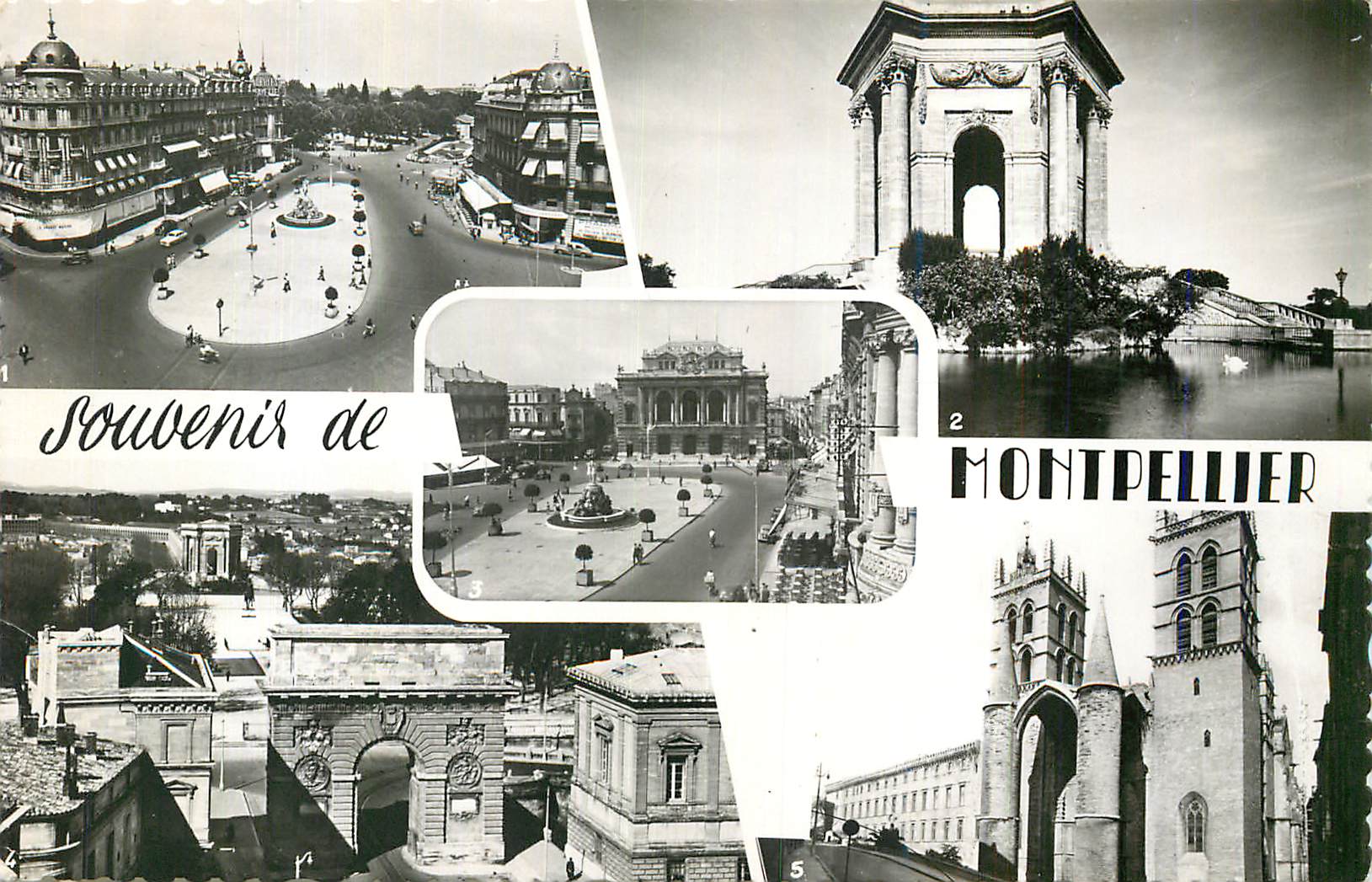 CPM Montpellier La Place de la Comedie Le Chateau d Eau Place de la Comedie et le Theatre 