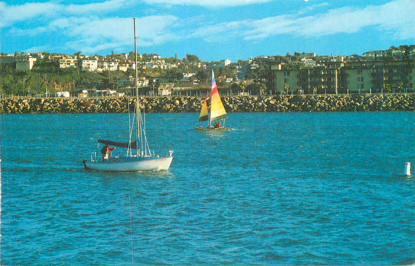 CPM World famous Marina Del Rey California Colorful view of the Channel leading to the blue Pacific Ocean 