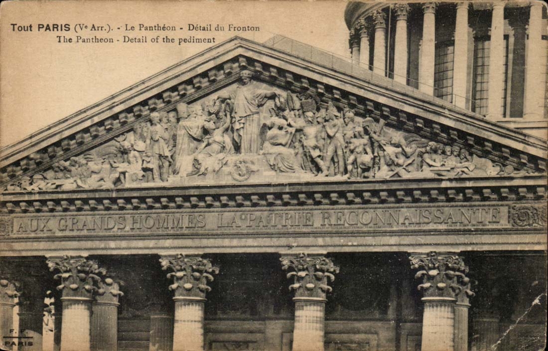 Tout paris CPA La Pantheon Detail du fronton 